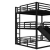 KTMBDW Metal Triple Bunk Bed, Heavy Duty Bunkbeds, Full-Length Guardrail and Slide, No Box Spring Needed, Black - 4 of 4