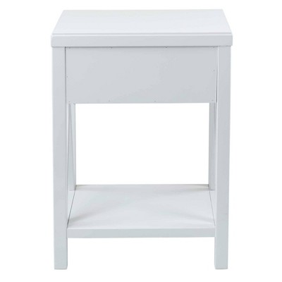 White Acacia Wood and MDF Square Accent Table with Drawer