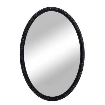 Wood Oval Mirror with Beaded Trim Black - StyleCraft