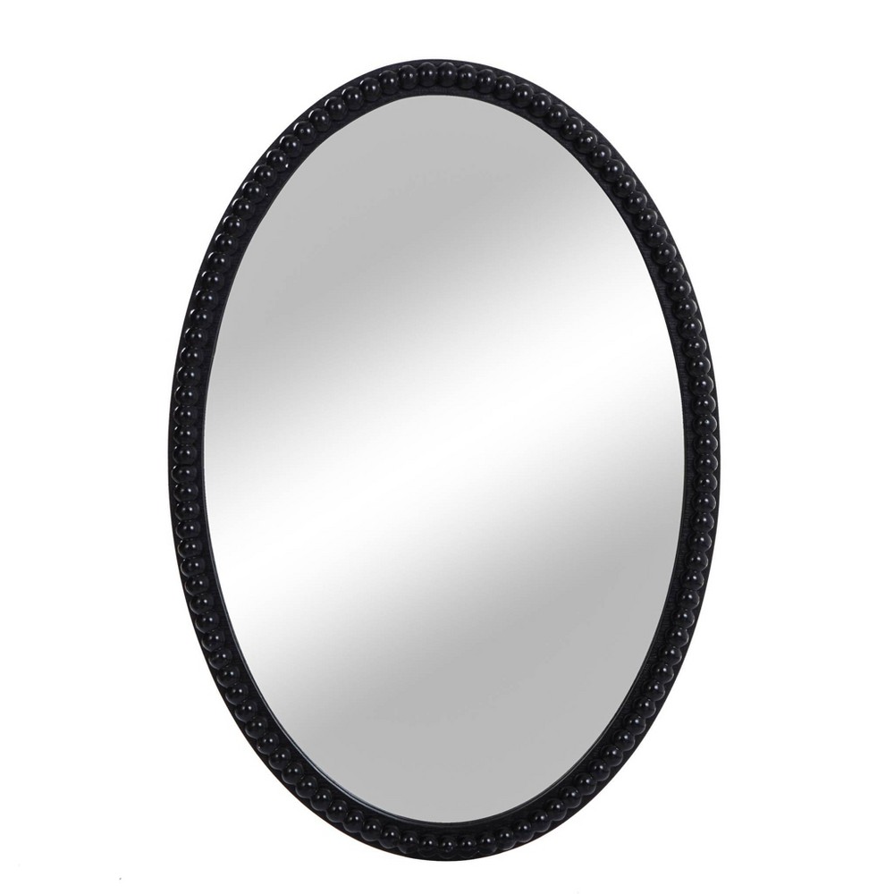 Photos - Wall Mirror Wood Oval Mirror with Beaded Trim Black - StyleCraft: Signature Collection