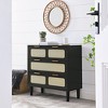 KTMBDW 3 Drawer Dresser for Bedroom, Boho Small Rattan Closet Dressers Chest of Drawers with Metal Handlesfor Hallway, Living Room, Entryway - 4 of 4