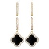 Adornia 14k Gold Plated Halo Black Clover CZ Huggie Set - 4 of 4