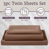 Hastings Home Twin Size Brushed Microfiber 3 Piece Bed Sheet and Linen Set with Stain Resistant Fitted and Flat Sheets - Brown - 3 of 4