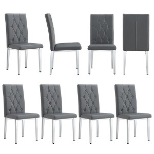 Vynxaria Set of 8 Gray Armless Dining Chairs with Vintage Design - 1 of 4