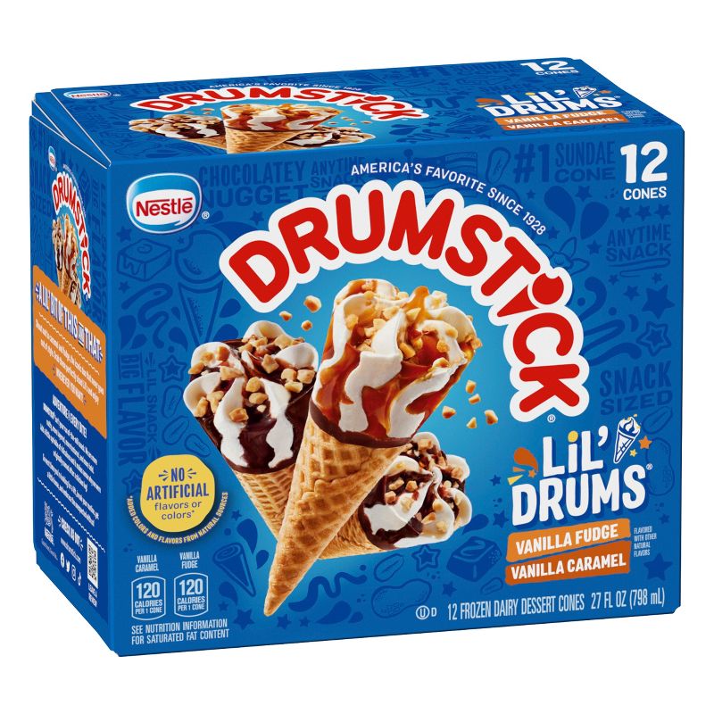 Nestle Vanilla with Caramel & Fudge Frozen Sauce Drumstick Lil'Drums - 12ct, 5 of 16