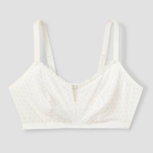 Women's Polka Dot Mesh Bralette - Colsie™ White 2X