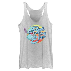 Women's Lilo & Stitch Best Day Ever Stitch Racerback Tank Top - 1 of 4