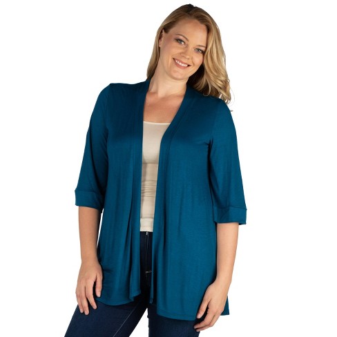 Teal open shop front cardigan