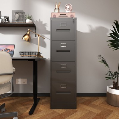 NicBex Locking File Cabinet with Drawers, Metal Space Saving Vertical Cabinet for Home & Office, Fits Letter/A4/Legal Files, Assembly Required, Black