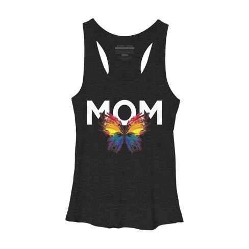 Women's Design By Humans Mother's Day Rainbow Butterfly Mom By MeowShop Racerback Tank Top - image 1 of 2