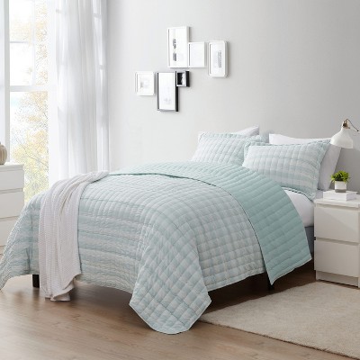 3 Piece Prewashed Checkered Plaid Embroidered Vintage Soft Quilt Set by Sweet Home Collection®