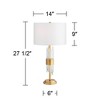 Possini Euro Design Aloise Modern Mid Century Table Lamp 27 1/2" Tall Brass Clear Glass Tube White Drum Shade for Bedroom Living Room Bedside Office - 4 of 4