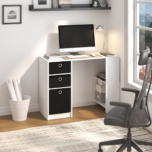 HOMLUX 39" Computer Desk Study Writing Desk with 3 Storage Bins & Open Shelves - 1 of 4