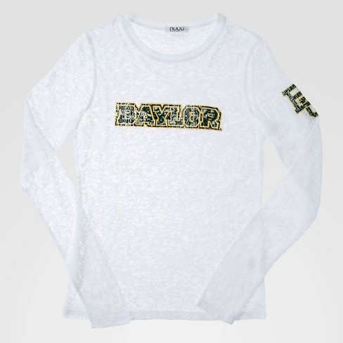 NCAA Baylor Bears Long Sleeve Burnout Crew Activewear T-Shirt - White L