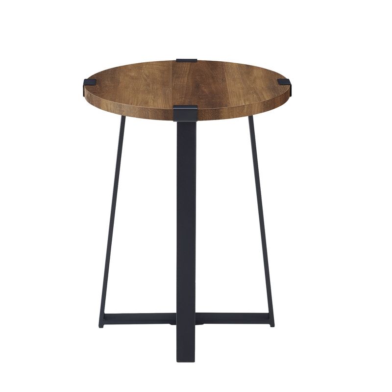 Wrightson Urban Industrial Faux Wrap Leg Round Side Table - Saracina Home, 4 of 17