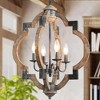 LNC Timeless 3-Light 16.5" Farmhouse/Rustic Small Lantern Chandelier, Rustic Bronze and Weathered White Wood Tone - 2 of 4