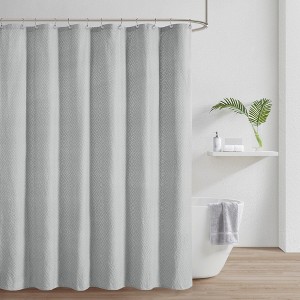 72x72'' White Matelasse Shower Curtain - 1 of 4