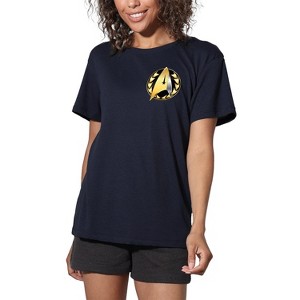 Women's Star Trek Discovery Admiral Badge Loose T-Shirt Navy - 1 of 4