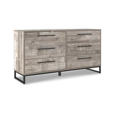 Whitewash 6-Drawer Dresser with Pewter Hardware