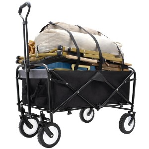 SKRAN Outdoor Sport Foldable All Terrain Pulling Pull-Along Wagons with Strapping System,Weight Capacity 225 LBS for Shopping,Garden,Camping - 1 of 4