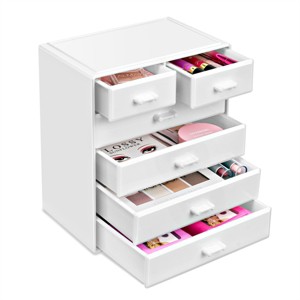 Sorbus 6 Drawer Makeup Organizer Case - Storage for Vanity, Bathroom, Dorm, Closet, and more -Large, 2 Small Drawers - 1 of 4