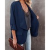 Womens Casual Jackets Fall Outfits for Lady Roll Up Open Front Blazer Longline Blazer Work Office Business Blazers - 4 of 4