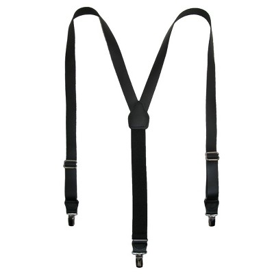 CTM Women's Leather Suspenders - 1/2 Inch Clip-End Y-Back Design