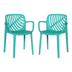 WestinTrends Playa Outdoor Modern Stackable Patio Dining Armchairs (Set of 2) - 1 of 4
