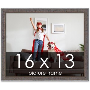 PosterPalooza | Textured Grey Picture Frame - UV Acrylic, Backing Board, Hanging Hardware Included - 1 of 4