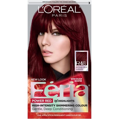 L Oreal Paris Feria High Intensity Shimmering Color Power Red R48 Intense Deep Auburn 1 Kit