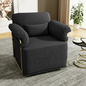 Modern Swivel Accent Chair with 360 Degree Rotation,Upholstered Armchair with Metal Legs,Accent Chair for Living Room or Office-Coolbibila - 1 of 4