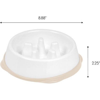 White and Beige Slow Feeder Dog Bowl with Anti-Slip Base