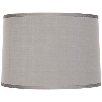 Springcrest Platinum Gray Dupioni Medium Lamp Shade 15" Top x 16" Bottom x 11" High (Spider) Replacement with Harp and Finial