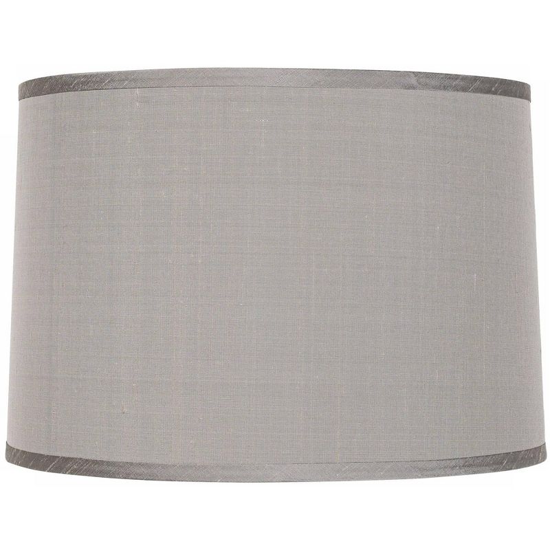 Springcrest Platinum Gray Dupioni Medium Lamp Shade 15" Top x 16" Bottom x 11" High (Spider) Replacement with Harp and Finial, 1 of 10