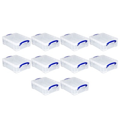 Really Useful Box 4 Liter Plastic Stackable Storage Container W/ Snap Lid &  Built-in Clip Lock Handles For Home & Office Organization, Clear (10 Pack)  : Target