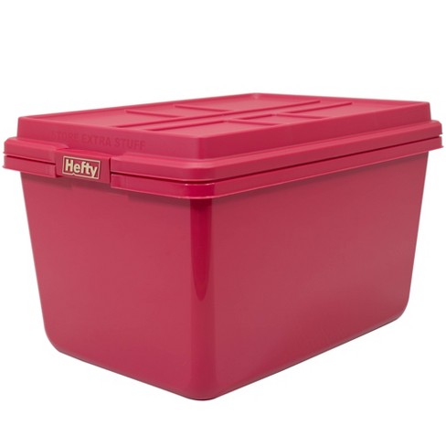 Hefty Hi Rise Storage Tote with Red Lid and Gold Foil 18 gal