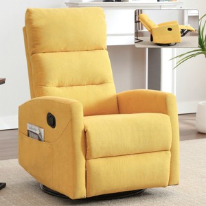 Manual Recliner Chair with Swivel & Rocker, Polyester Upholstered Lounge Armchair with Cushion Back for Living Room-Cuddlewood - 1 of 4
