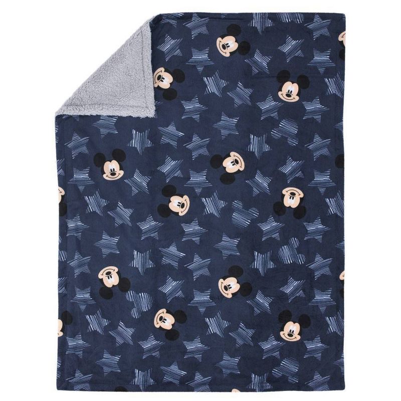 Disney Mickey Mouse Hello World Star Icon Super Soft Double Sided Velour Faux Shearling Baby Blanket, 2 of 5