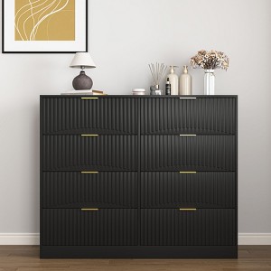 Sapphtopaz Modern Dresser with Drawers, Chest of Drawers with Wavy Patterns & Gold Handle for Entryway Versatile Drawer Organizer for Bedroom - 1 of 4