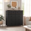 Hausource 10 Drawer Dresser Fabric Storage Tower with Wood Top for Living Room Hallway Entryway Closets, Black Gray - 2 of 4
