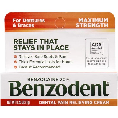 Benzodent Dental Pain Relieving Cream, 0.25 Oz