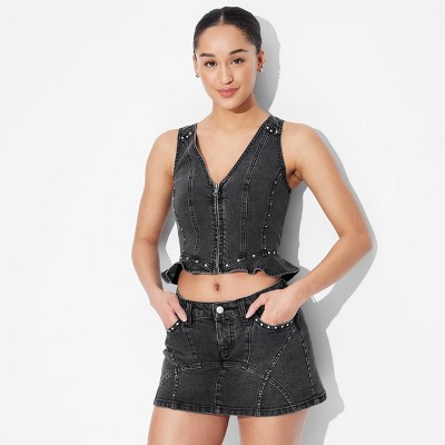 Women's Studded Western Micro Mini Skort - Wild Fable™ Black Wash