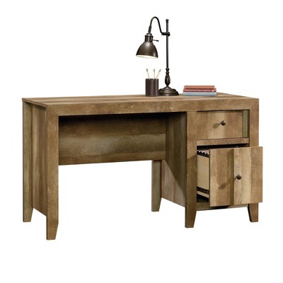 Craftsman Oak Brown Desk with Filing Cabinet and Drawer