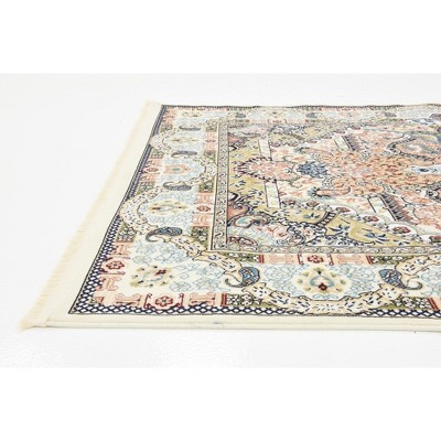 Ivory and Multicolor 8' x 10' Synthetic Rectangular Area Rug
