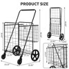 Folding Shopping Cart with Wheels Rolling Foldable Grocery Cart w/Double Basket - 3 of 4