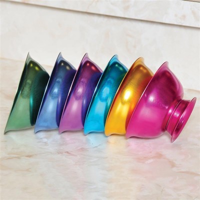 Retro Multi-Colored Aluminum Ice Cream Dessert Bowls Set of 6