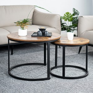 MOONMISS Modern Round Nesting Coffee Table Set with Metal Legs, Stacking Side/Cocktail/Center Table for Living Room - 1 of 4