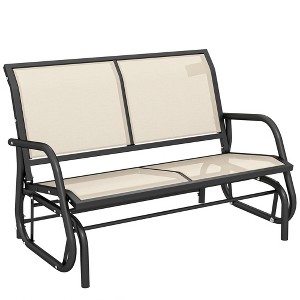 2-Person Outdoor Glider Bench, Patio Double Swing Rocking Chair Loveseat w/Powder Coated Steel Frame for Backyard Garden Porch - 1 of 4