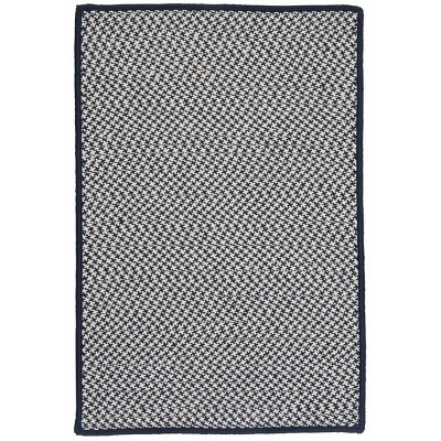 Colonial Mills Outdoor Houndstooth Tweed Braided Rug, Navy 5' square, Square Shape