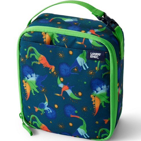 Lands' End Kids Insulated EZ Wipe Printed Lunch Box - - Baltic Teal Multi  Space Dinos
